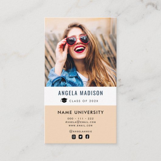 persoonlijke foto-elegant afstuderen invoegen visitekaartje (Voorkant)