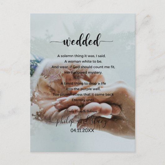 Persoonlijke foto Elegant Wedded Poem Briefkaart (Voorkant)