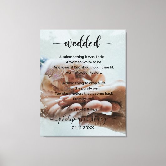 Persoonlijke foto Elegant Wedded Poem Canvas Afdruk (Voorkant)