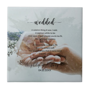 Persoonlijke foto Elegant Wedded Poem Tegeltje