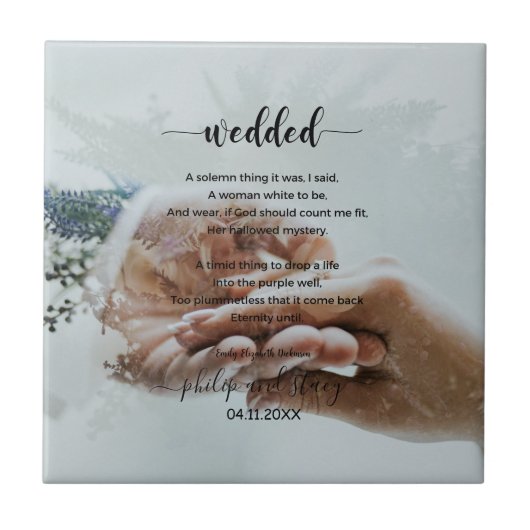 Persoonlijke foto Elegant Wedded Poem Tegeltje (Voorkant)