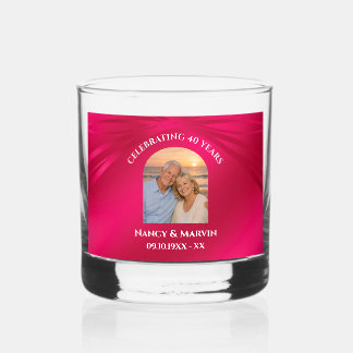 Persoonlijke foto elegante 40e verjaardag cadeau whisky glas