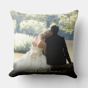 Persoonlijke foto elegante gouden confetti kussen