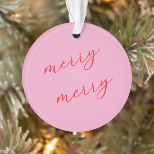Persoonlijke foto elegante script roze Kerstmis Ornament (Boom)