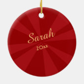 Persoonlijke foto- en aangepaste rode balken keramisch ornament (Achterkant)