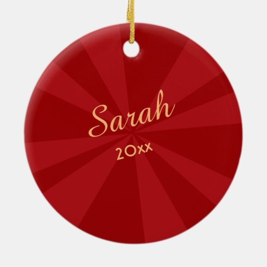 Persoonlijke foto- en aangepaste rode balken keramisch ornament (Achterkant)