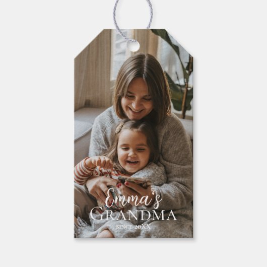 Persoonlijke foto en aangepaste tekst Oma sinds - Cadeaulabel (Voorkant)