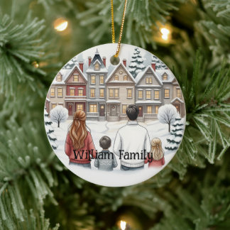 Persoonlijke foto en aangepaste tekst ronde kerstb keramisch ornament