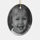 Persoonlijke foto en aangepaste tekst roze keramisch ornament (Rechts)