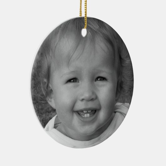 Persoonlijke foto en aangepaste tekst roze keramisch ornament (Rechts)