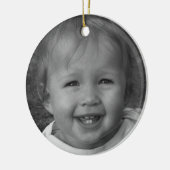 Persoonlijke foto en aangepaste tekst roze keramisch ornament (Links)