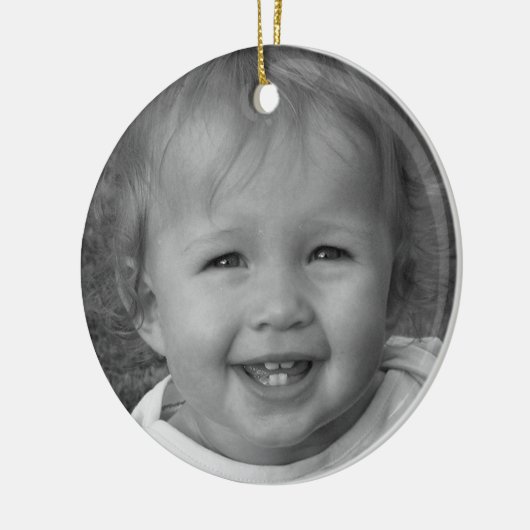 Persoonlijke foto en aangepaste tekst roze keramisch ornament (Links)