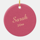 Persoonlijke foto en aangepaste tekst roze keramisch ornament (Achterkant)