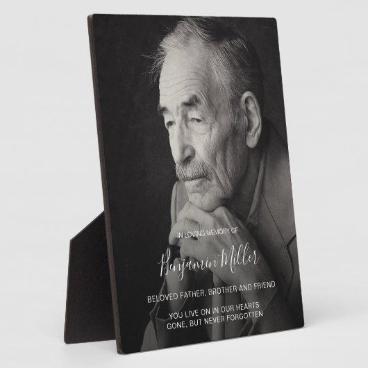 Persoonlijke foto en boodschap op de standaard van fotoplaat (Zijkant)