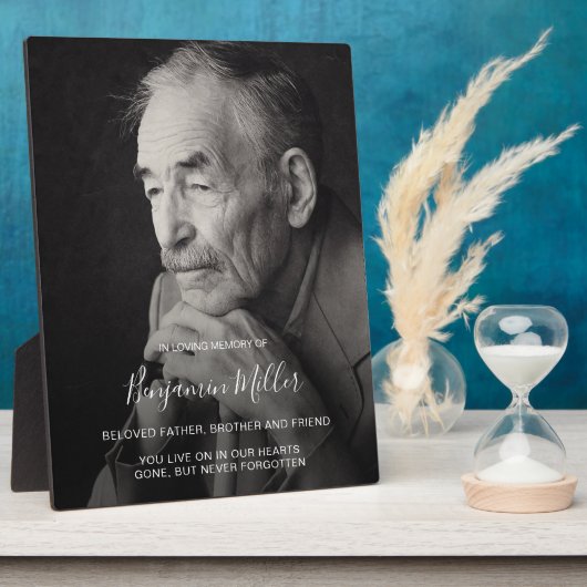 Persoonlijke foto en boodschap op de standaard van fotoplaat (Zijkant)