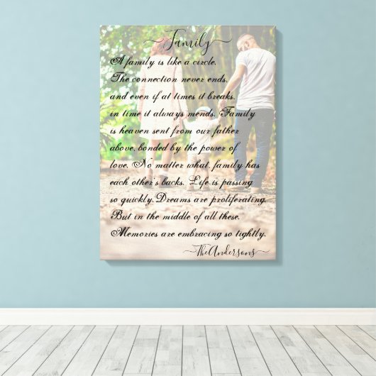 Persoonlijke foto en gedicht canvas afdruk (Insitu (Houten vloer))