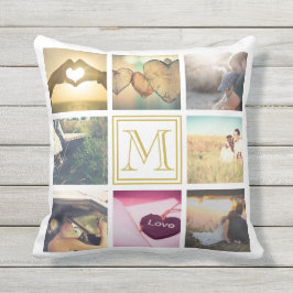 Persoonlijke foto en monogram buitenkussen