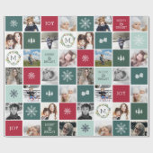 Persoonlijke foto- en monogram feestdag cadeaupapier (Vlak)