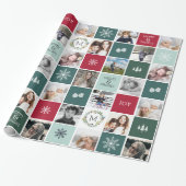 Persoonlijke foto- en monogram feestdag cadeaupapier (Uitgerold)