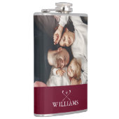 Persoonlijke foto en naam bordeauxrood heupfles (Rechts)