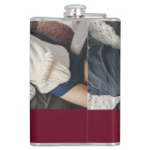 Persoonlijke foto en naam bordeauxrood heupfles (Achterkant)