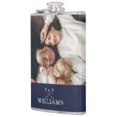 Persoonlijke foto en naam golfclubs Navy Blue Heupfles (Links)