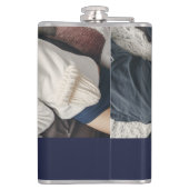 Persoonlijke foto en naam golfclubs Navy Blue Heupfles (Achterkant)