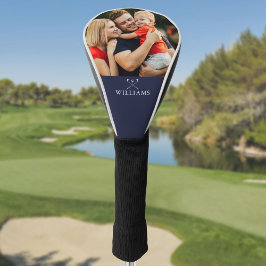 Persoonlijke foto en naam golfclubs navyblauw golfheadcover