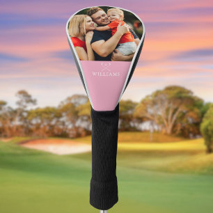 Persoonlijke foto en naam golfclubs roze golfheadcover