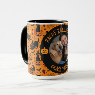 Persoonlijke foto en naam Halloween-cadeau voor hu Mok