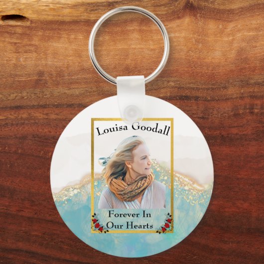 Persoonlijke foto en naam Memorial Keepomwille Sleutelhanger (Voorkant)