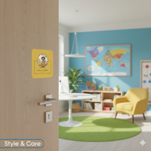 Persoonlijke foto en naam met functietitel M Goud Vierkante Sticker