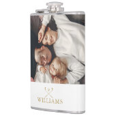 Persoonlijke foto en naam monogram goud heupfles (Links)