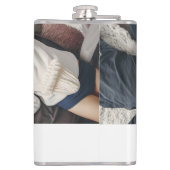 Persoonlijke foto en naam monogram goud heupfles (Achterkant)