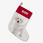 Persoonlijke foto en naam rood kleine kerstsok (Voorkant (Hangend))