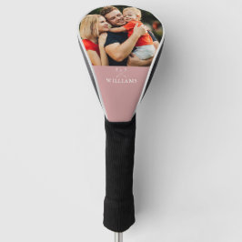 Persoonlijke foto en naam stoffig roze rood golfheadcover