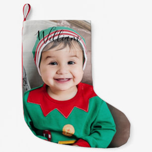 Persoonlijke foto en naam vakantie kleine kerstsok