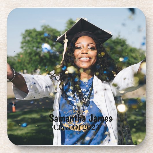 Persoonlijke foto en naam van Afstuderen Bier Onderzetter (Voorkant)