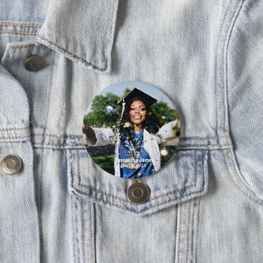 Persoonlijke foto en naam van Afstuderen Ronde Button 7,6 Cm (In situ)