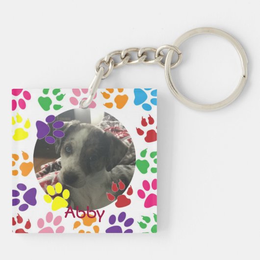 Persoonlijke foto en naam van Pet Sleutelhanger (Achterkant)