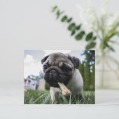Persoonlijke foto en naam van Pug Dog Briefkaart (Staand voorkant)