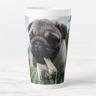 Persoonlijke foto en naam van Pug Dog Latte Mok