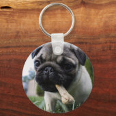 Persoonlijke foto en naam van Pug Dog Sleutelhanger (Voorkant)