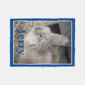 Persoonlijke foto en naam van Rabbit Lover Blauw Fleece Deken (Voorkant (Horizontaal))