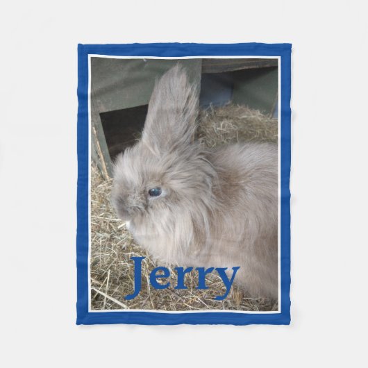 Persoonlijke foto en naam van Rabbit Lover Blauw Fleece Deken (Voorkant)