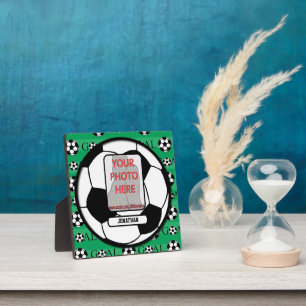Persoonlijke foto en naam Voetbal Fotoplaat
