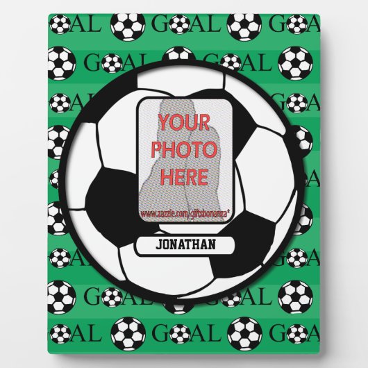 Persoonlijke foto en naam Voetbal Fotoplaat (Voorkant)