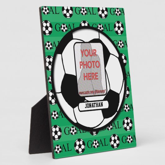 Persoonlijke foto en naam Voetbal Fotoplaat (Zijkant)