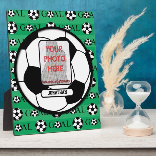 Persoonlijke foto en naam Voetbal Fotoplaat (Zijkant)