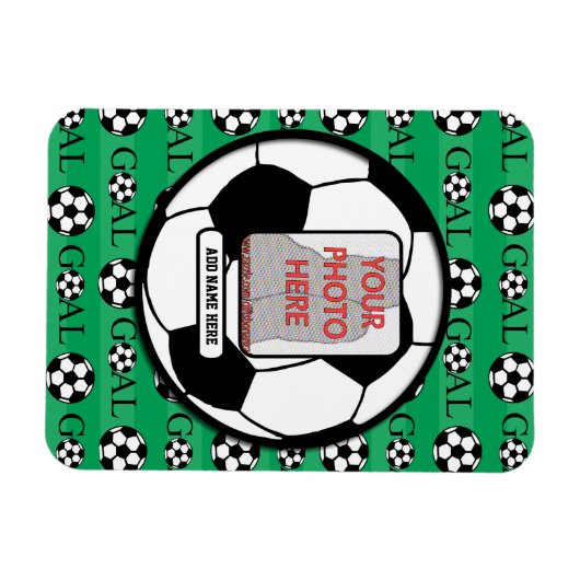 Persoonlijke foto en naam Voetbal Magneet (Horizontaal)